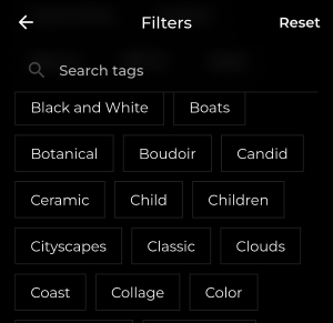 Screeshot Foto App, Tags